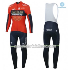 Completo Maglia ML + Pantaloncino con bretelle ML 2018 Bahrain-Merida Donna N001 Winter Invernale